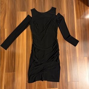Laundry By Shelli Segal Black One-Shoulder Long-Sleeve Bodycon Dress